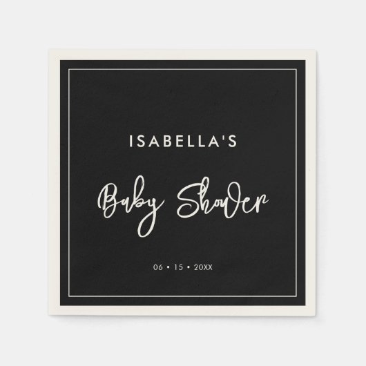 Hedendaags modern zwart Baby shower Servet (Voorkant)