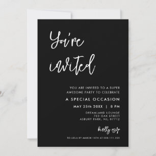 Hedendaags modern zwart Je bent uitgenodigd Kaart