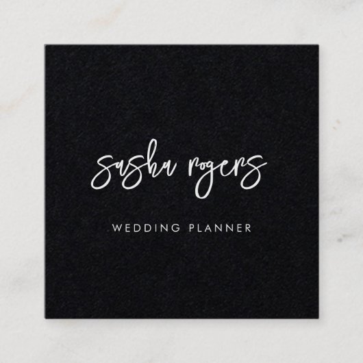 Hedendaags Modern Zwart Vierkante Visitekaartje (Voorkant)