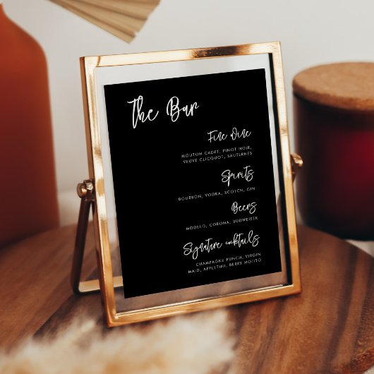 Hedendaags modern zwart Wedding Bar menu Poster