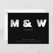 Hedendaags Monogram B/W Eenvoudig Bewaar de Datum Aankondigingskaart (Voorkant / Achterkant)