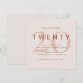 Hedendaags Roos 20e verjaardag van de uitnodiging (Voorkant / Achterkant)