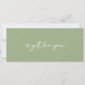 Hedendaags Sage Groen Modern Cadeaubon (Voorkant)