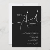 Hedendaags Script Moody Zwart Bruiloft Kaart (Voorkant)