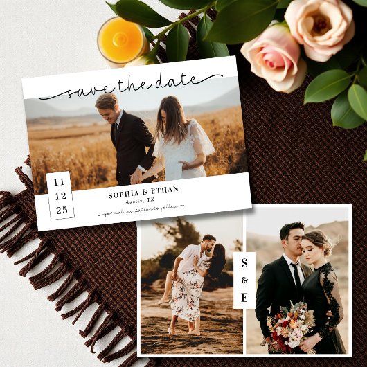 Hedendaags Script Zwart & Wit Fotobruiloft Save The Date