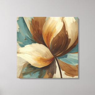Hedendaags Theegroen Roest Bruin Abstract Bloemmot Canvas Afdruk