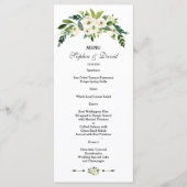 Hedendaags wit bloeiend bloemenuw huwelijksmenu menu (Voorkant)