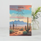 Hedendaags woestijn cactus landschap bruiloft kaart (Staand voorkant)