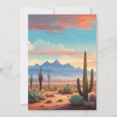 Hedendaags woestijn Cactus Landschaps Huwelijk Kaart (Achterkant)