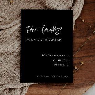 Hedendaags zwart grappig Gratis drinken Save The Date