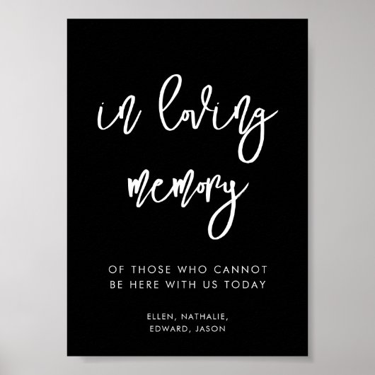 Hedendaags zwart In liefdevolle herinnering bruilo Poster (Voorkant)