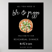 Hedendaags zwart Liefde en Pizza Repetitie diner Poster (Voorkant)