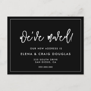 Hedendaags Zwart We hebben verplaatst Nieuw adres Briefkaart