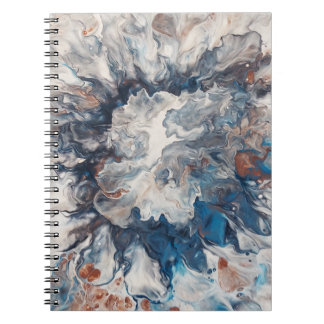 Hedendaagse Abstract Blauw Brons Grijs Cream Notitieboek