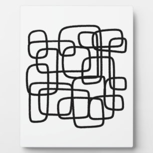 Hedendaagse Abstracte Lijnkunst Zwart En Wit Fotoplaat