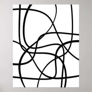 Hedendaagse Abstracte lijnkunst zwart-wit Poster