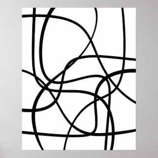 Hedendaagse Abstracte lijnkunst zwart-wit Poster