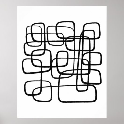 Hedendaagse Abstracte lijnkunst zwart-wit Poster (Voorkant)