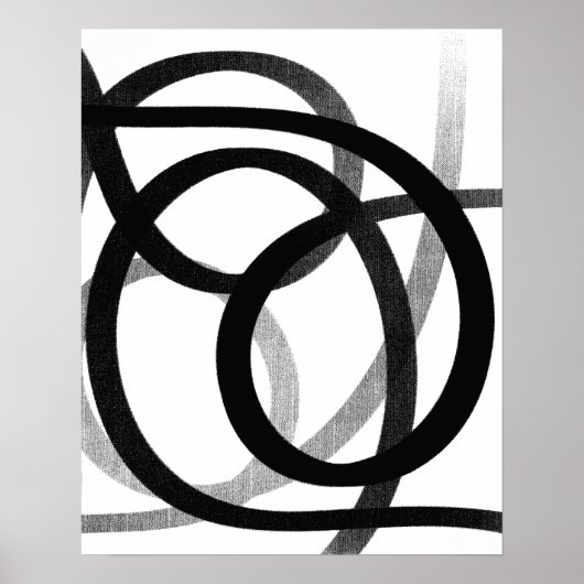 Hedendaagse Abstracte lijnkunst zwart-wit Poster (Voorkant)