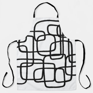 Hedendaagse Abstracte lijnkunst zwart-wit Schort