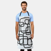Hedendaagse Abstracte lijnkunst zwart-wit Schort (Gedragen)