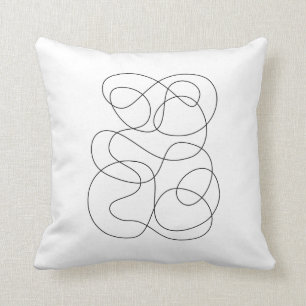 Hedendaagse Abstracte Lijntekening Zwart en Wit Kussen