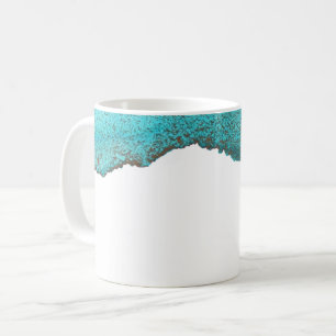 Hedendaagse Abstracte turquoise gouden inkt kunst Koffiemok