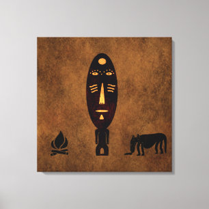 Hedendaagse abstracte vintage Afrikaanse stamkunst Canvas Afdruk