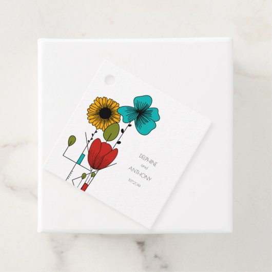 Hedendaagse Art Noveau Bloemenbruiloft Bedankjes Labels (In situ)