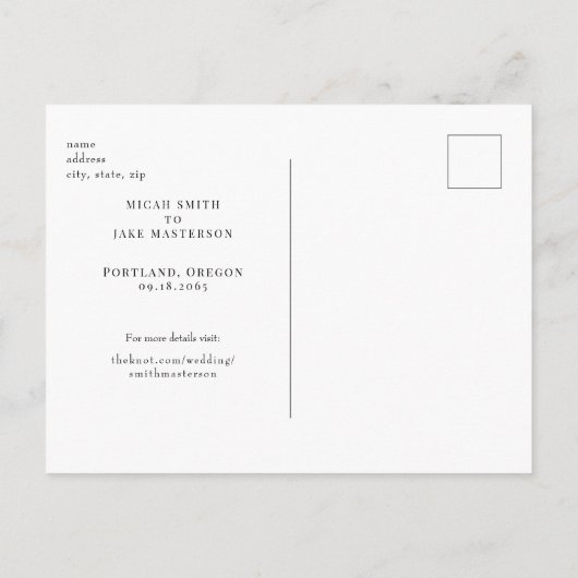 Hedendaagse B/W bruiloft Bewaar onze datum Briefkaart (Achterkant)