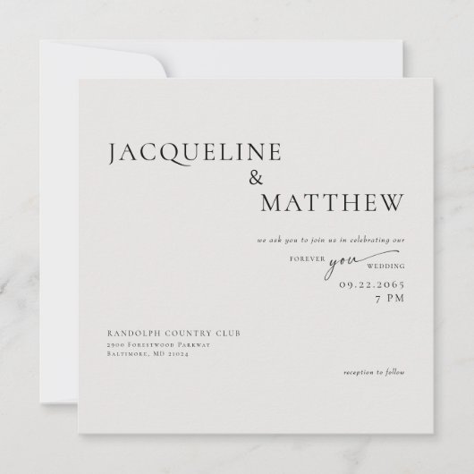 Hedendaagse Beige Voor Jou Vierkante Trouw QR Kaart (Voorkant)