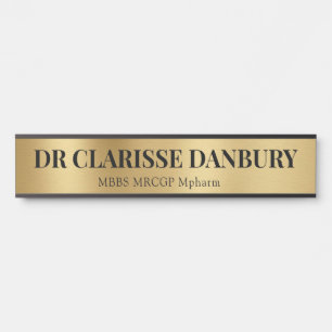 Hedendaagse Black & Faux Gold Custom Name Bord Deurbordje
