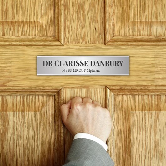 Hedendaagse Black & Faux Silver Custom Name Bord Deurbordje