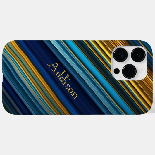 Hedendaagse Blauw/Goud Abstracte Strepen Case-Mate iPhone Case (Achterkant (horizontaal))