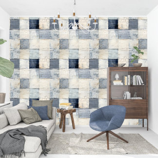 Hedendaagse blauwe indigo collage papier textuur behang