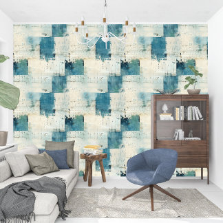 Hedendaagse blauwe indigo collage papier textuur behang