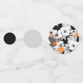 Hedendaagse bloemenkleur sinaasappel zwart wit gri confetti (Voorkanten)