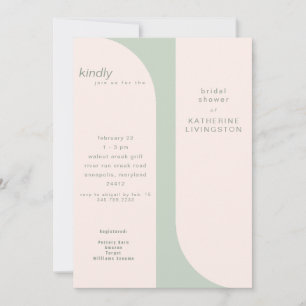 Hedendaagse Blush & Sage Bruids Douche Uitnodiging