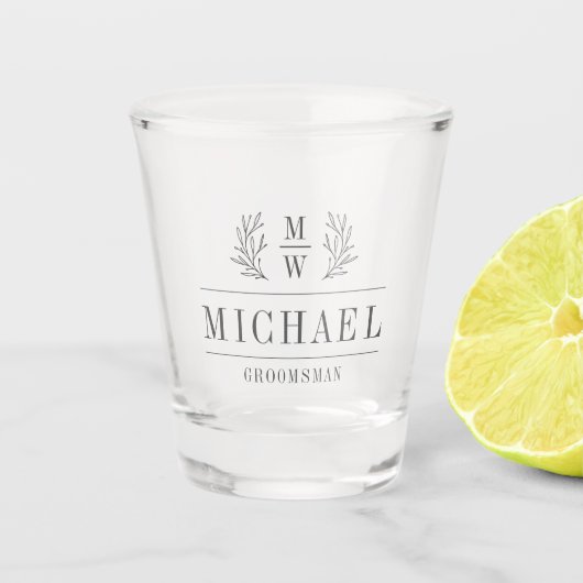 Hedendaagse Bruidsjonkers Cadeaus Monogram Initiaa Shot Glas (Voorkant)