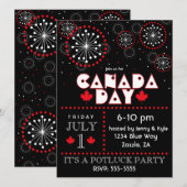 Hedendaagse Canada Dag Vuurwerk Party Kaart (Voorkant / Achterkant)