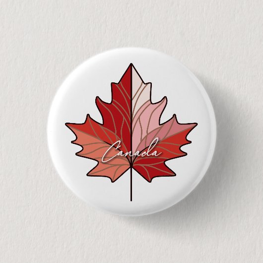 Hedendaagse Canadese Maple Leaf ID1071 Ronde Button 3,2 Cm (Voorkant)