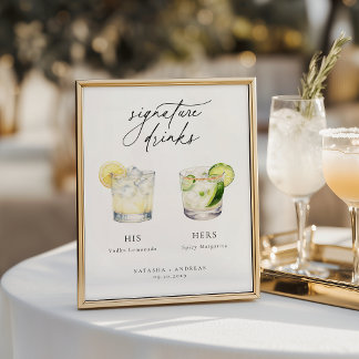 Hedendaagse Chic Signature Dranken Bruiloft Poster