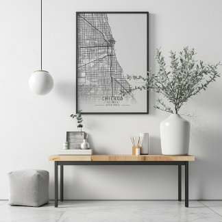 Hedendaagse Chicago Illinois Street Map Poster