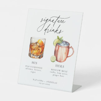 Hedendaagse Cocktails Signature Dranken Reclamebord Met Voetstuk