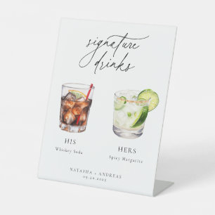Hedendaagse cocktails Signature Drinken Reclamebord Met Voetstuk