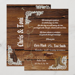Hedendaagse Country Boots & Lace Wedding Uitnodigi Kaart