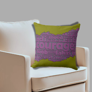 Hedendaagse Courage Typografie Olive Green Paarse Kussen