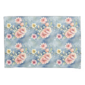 Hedendaagse droom roze en blauwe bloem kussensloop (Voorkant)