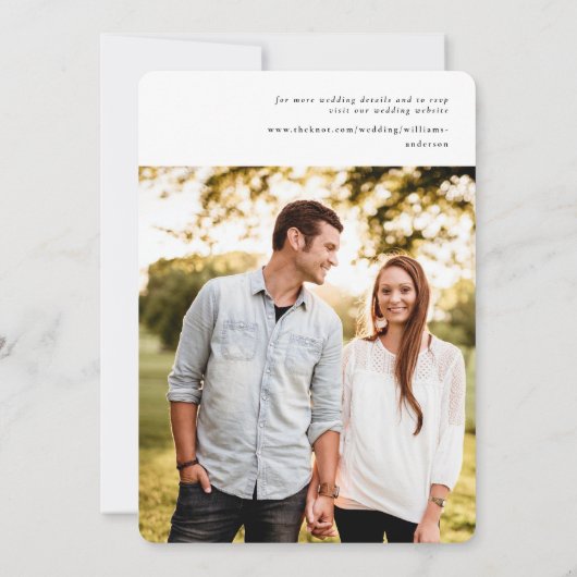 Hedendaagse eenvoudige foto bruiloft Save the Date (Achterkant)