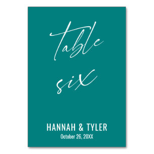 Hedendaagse Elegante Teal Tafel Zes Kaart